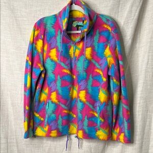 Zumiez aLab Neon Retro 90s Colorful Zip-Up Fleece Jacket Pull over